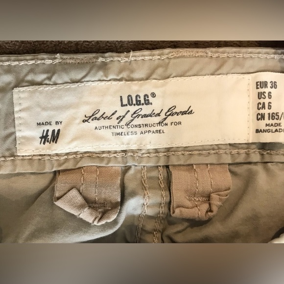 H&M L.O.G.G. Carpenter Cargo Khaki Pants with Adjustable Waist & Ankles - 6 - Picture 3 of 10